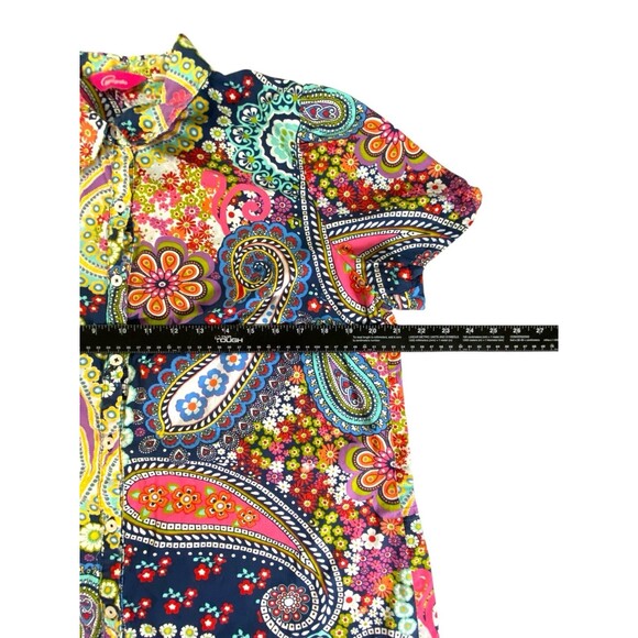 Pappagallo Button Up Shirt Women’s Large Colorful Floral Paisley Print - Picture 5 of 8